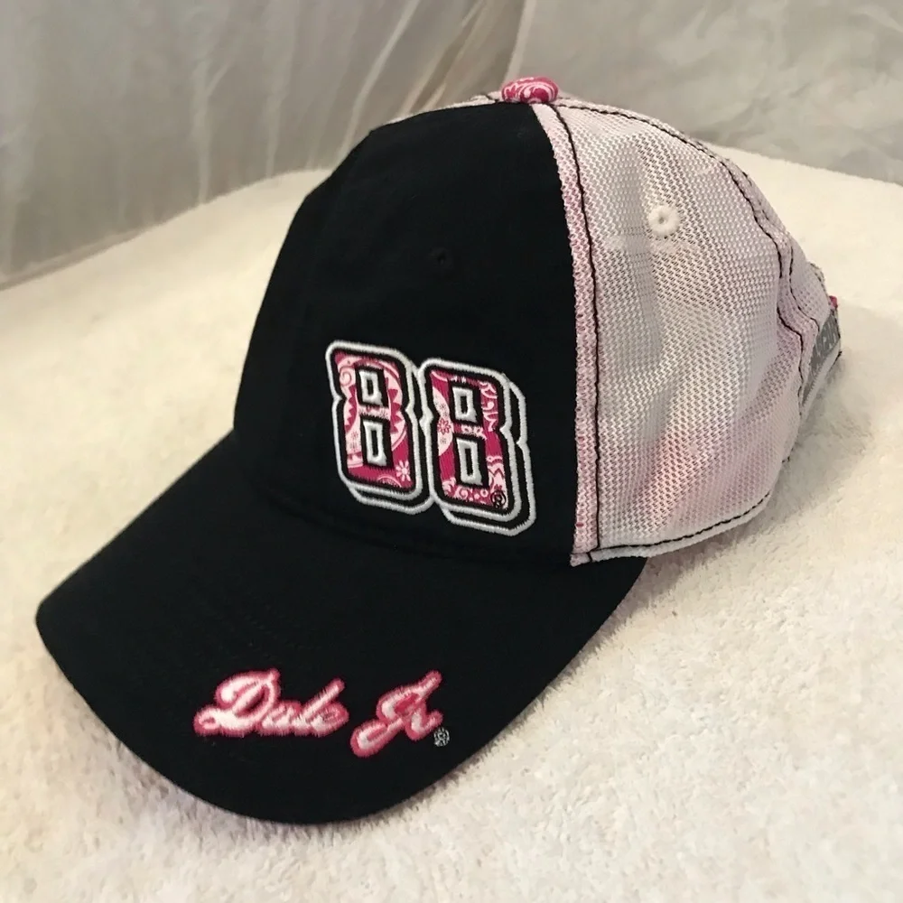 Chase Authentics NASCAR 88 Dale Jr Adjustable Women's Black Pink Cap